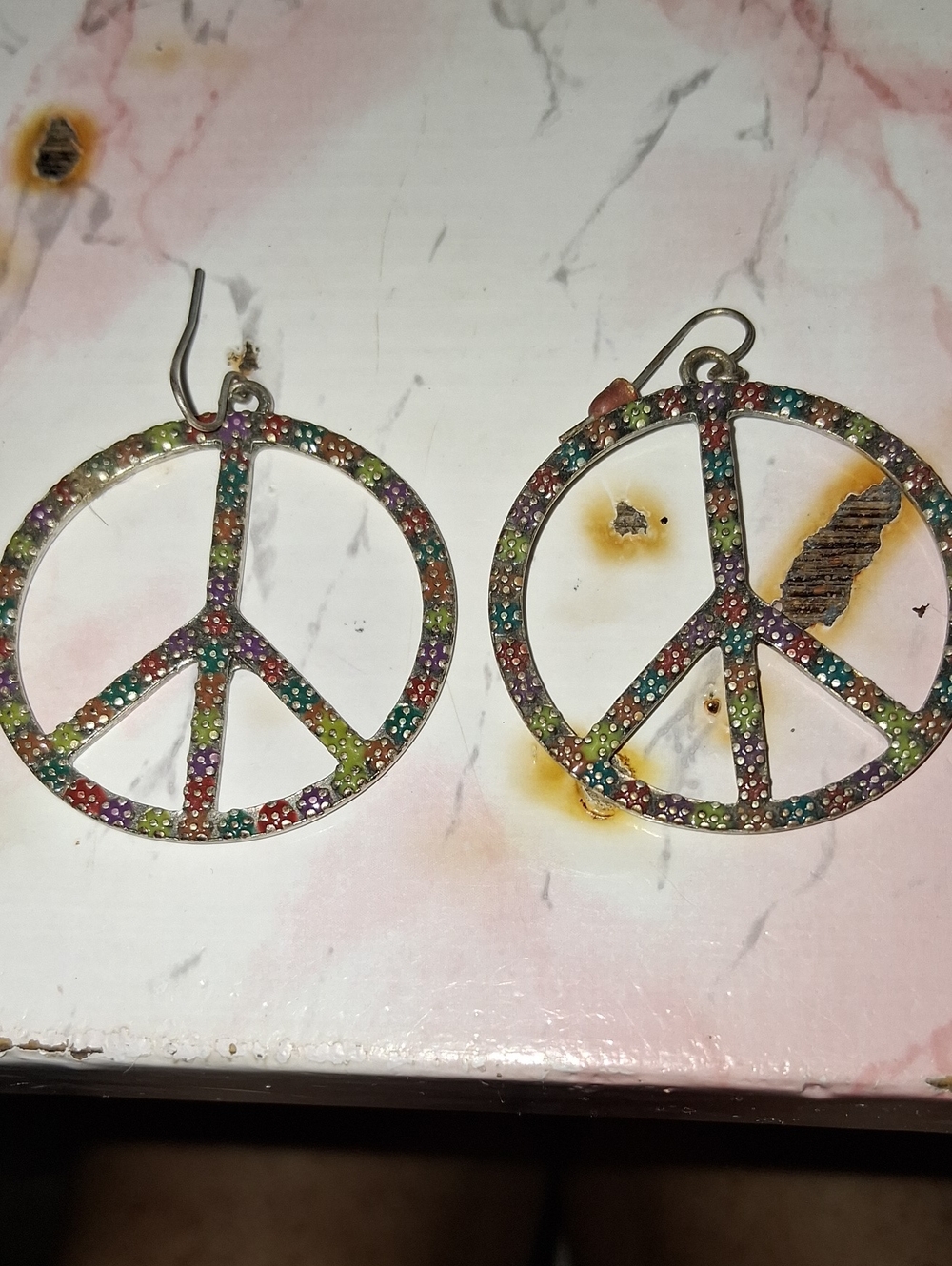 Multicolor Peace Sign Drop Earrings - Women Jewelry